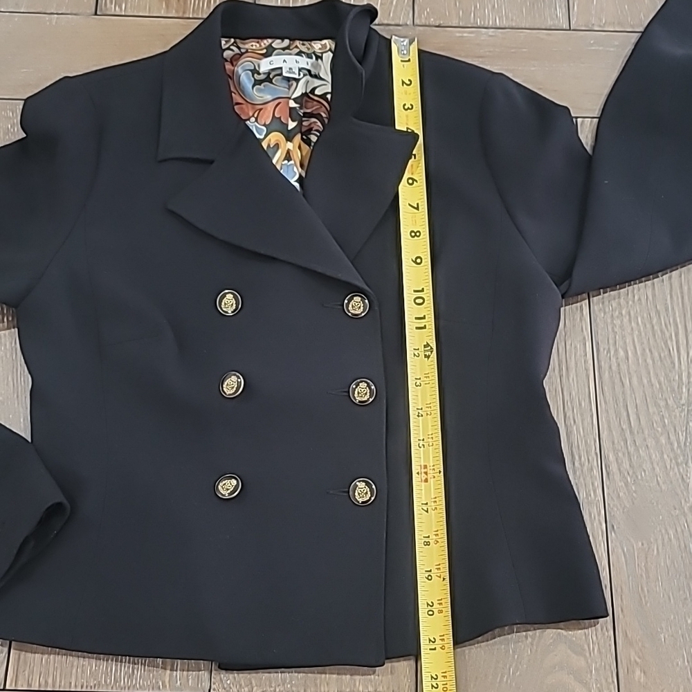 CAbi Black Double Breasted Lined Blazer Style#690 Size 6 - Picture 10 of 14